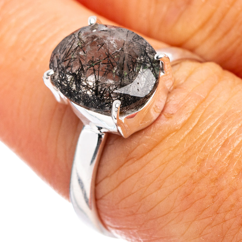 Tourmalinated Quartz Ring Size 7.75 (.925 Sterling Silver)