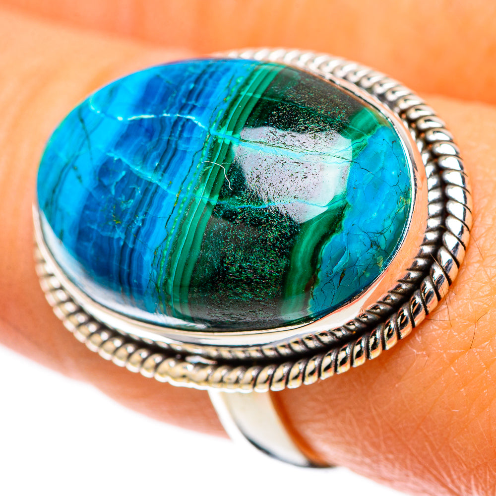 Malachite In Chrysocolla Ring Size 8 (925 Sterling Silver) RING138736