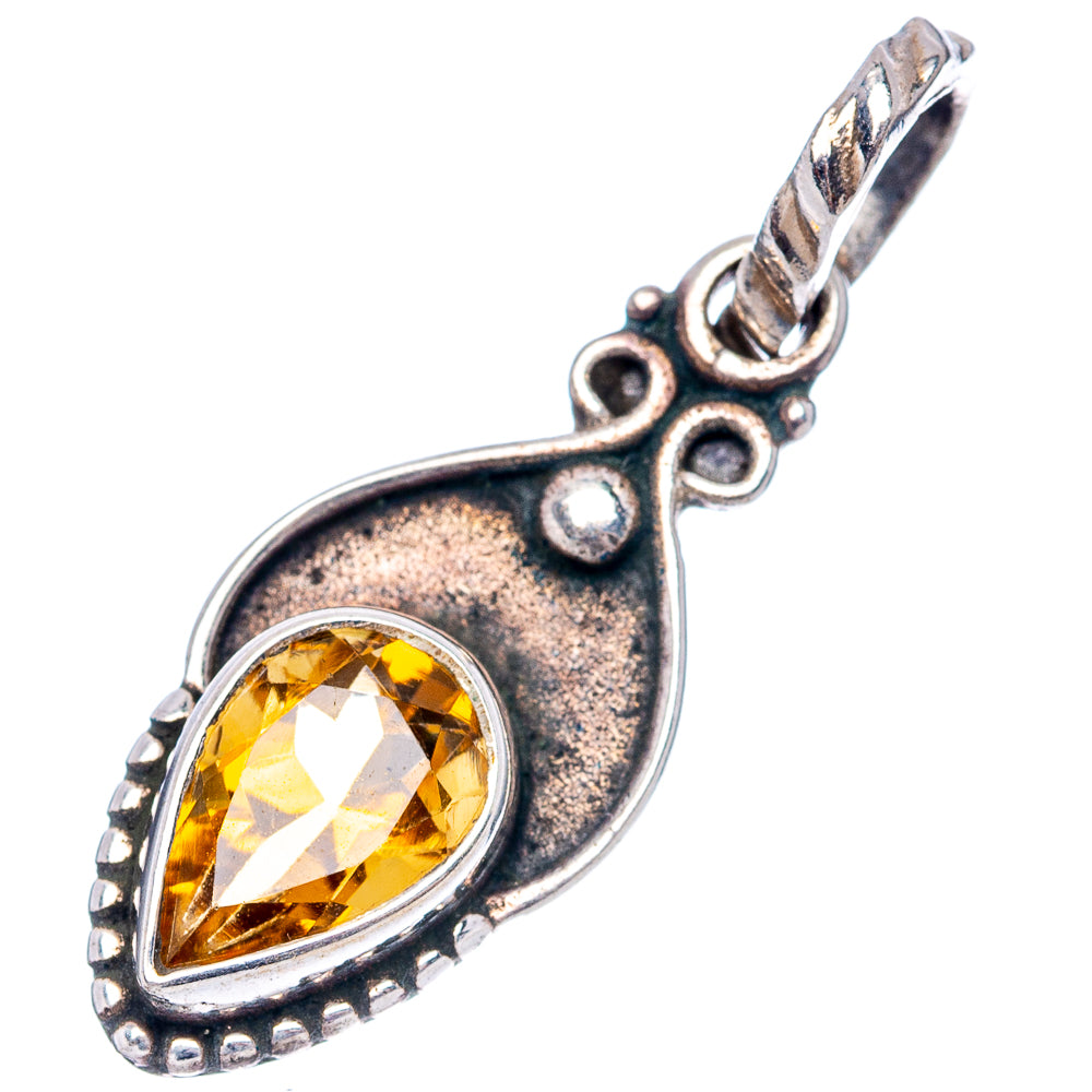 Dainty Citrine Pendant 1 1/8" (.925 Sterling Silver)