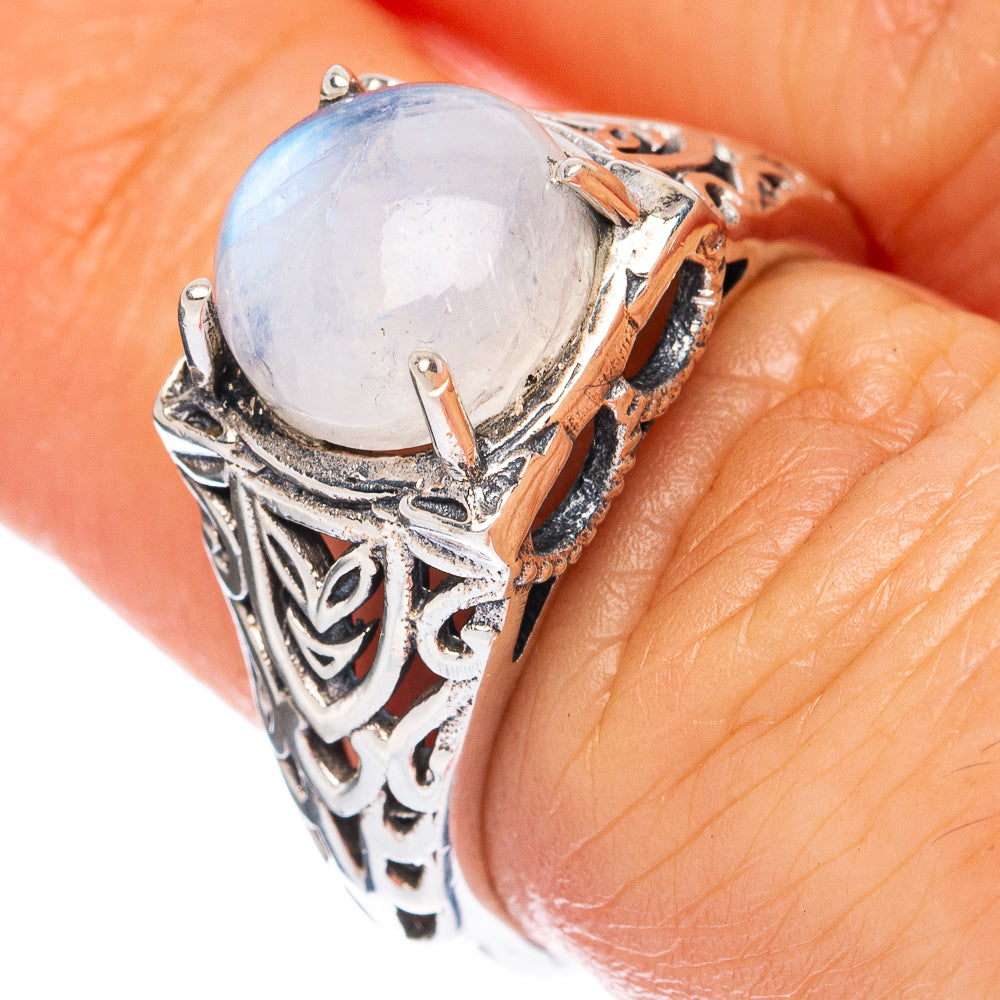 Rainbow Moonstone Ring Size 6.5 (925 Sterling Silver) R2811