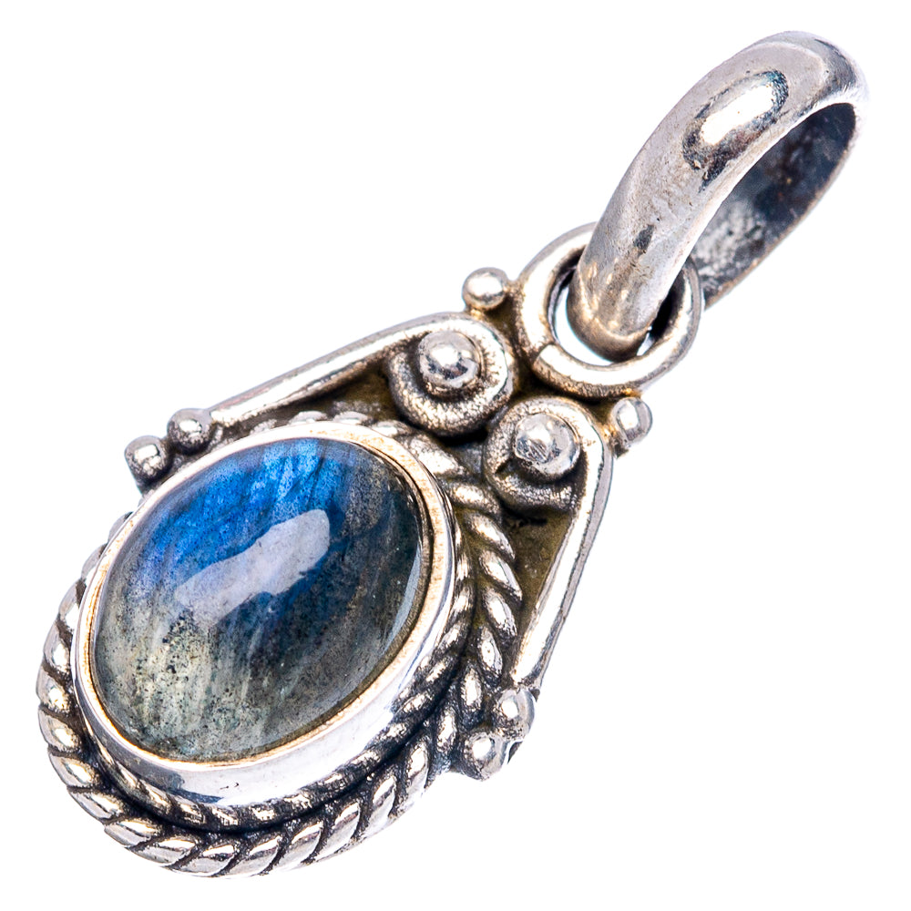 Dainty Labradorite Pendant 7/8" (.925 Sterling Silver)
