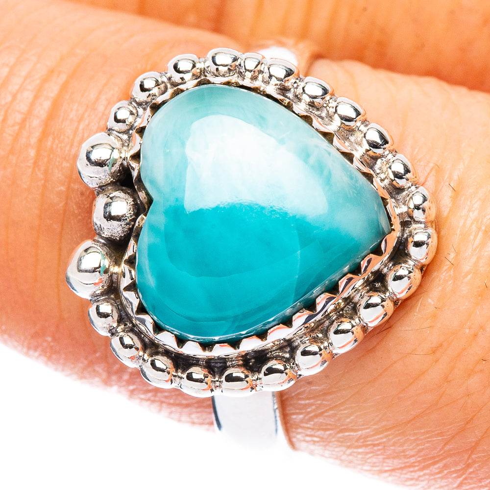 Larimar Heart 925 Sterling Silver Ring Size 8.25 Ana Co R2522