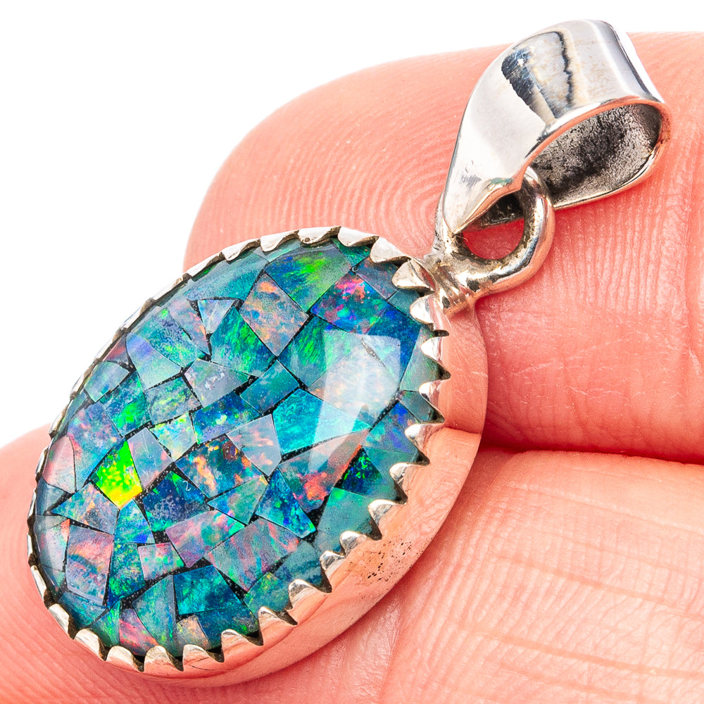 Rare Triplet Opal Pendant 1 1/4" (.925 Sterling Silver)