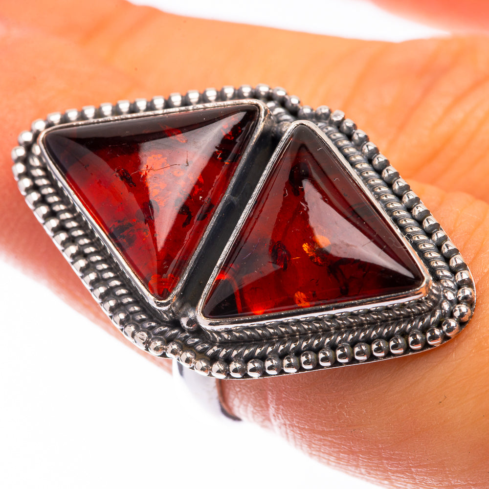 Large Baltic Amber Ring Size 6 (925 Sterling Silver) R141406