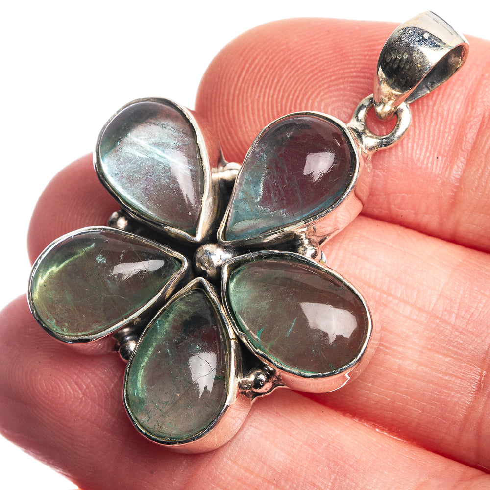 Blue Fluorite 925 Sterling Silver Pendant 1 1/2"