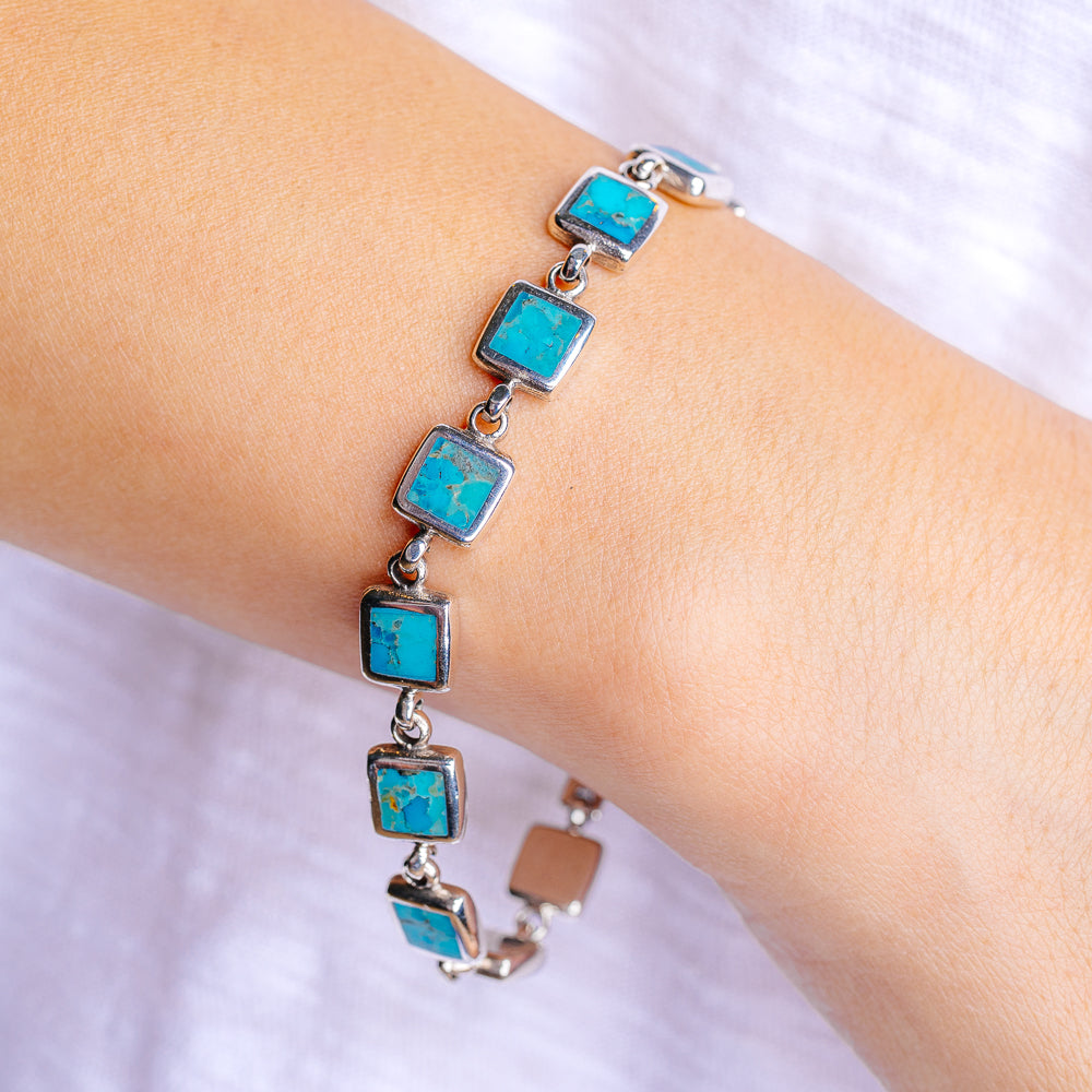 Mohave Turquoise Bracelet 7 1/2" (.925 Sterling Silver)