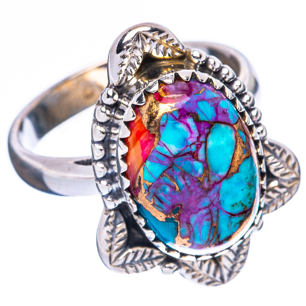 Kingman Pink Dahlia Turquoise Ring Size 7 (925 Sterling Silver) R4065
