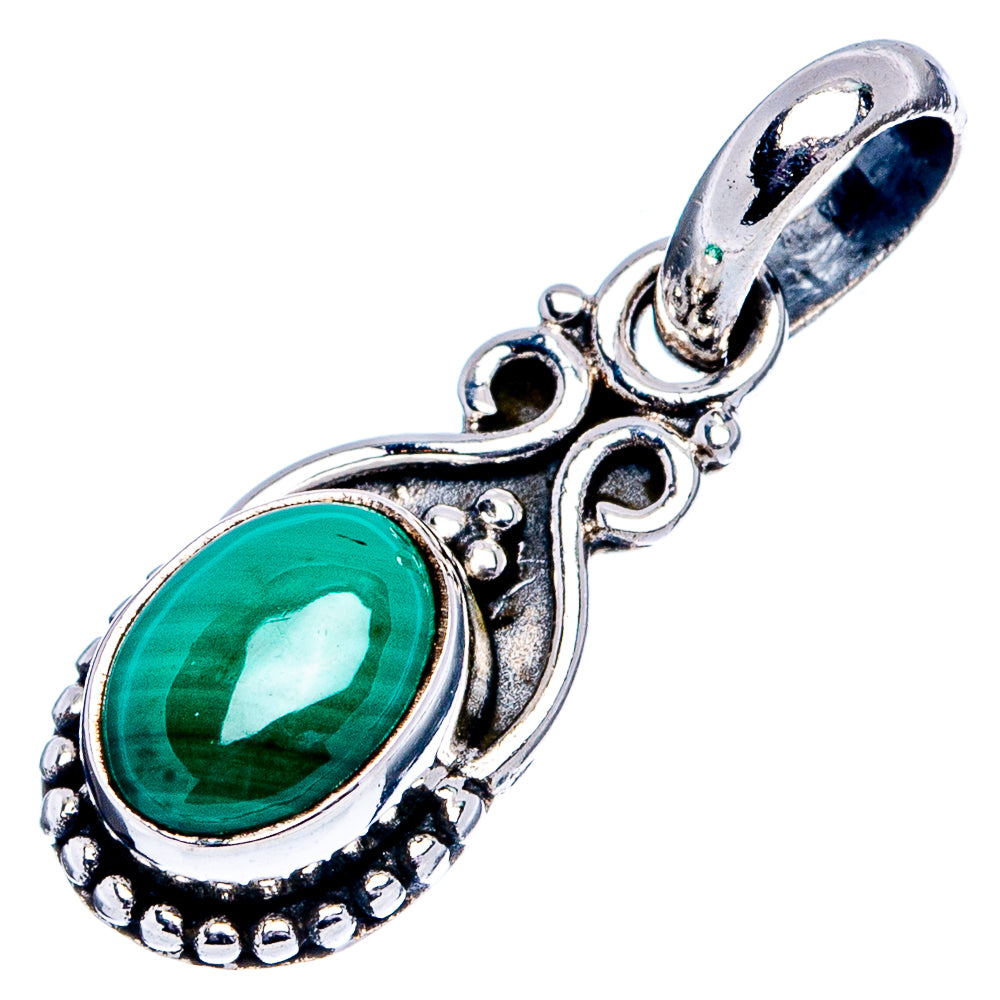 Malachite Dainty Pendant 7/8" (.925 Sterling Silver)