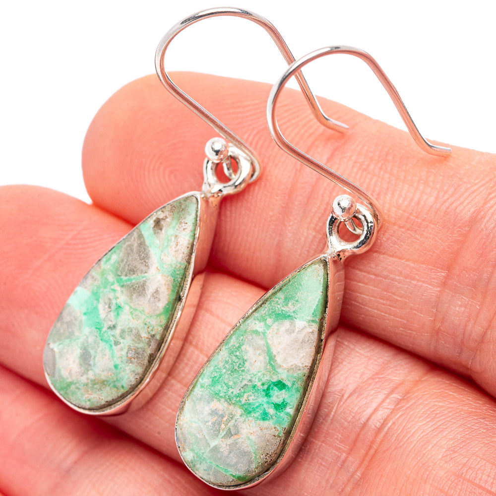 Variscite Earrings 1 5/8" (.925 Sterling Silver)