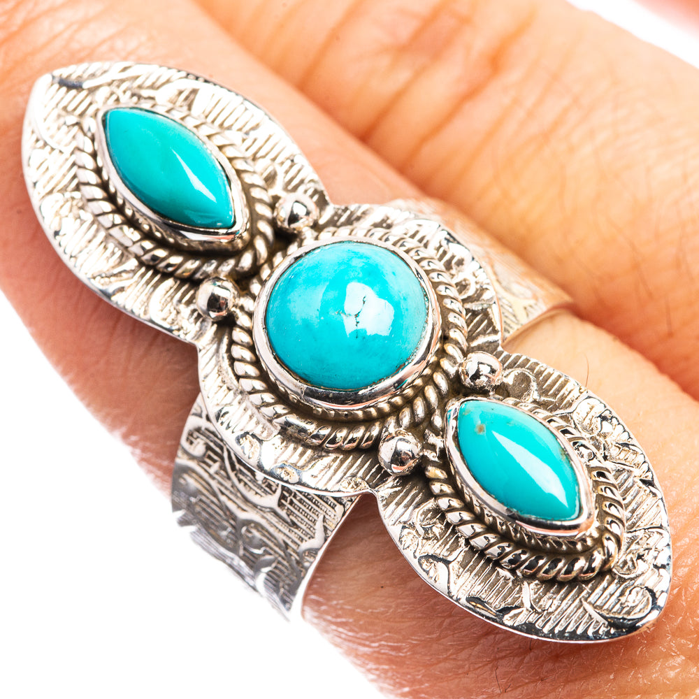 Large Sleeping Beauty Turquoise 925 Sterling Silver Ring Size 8