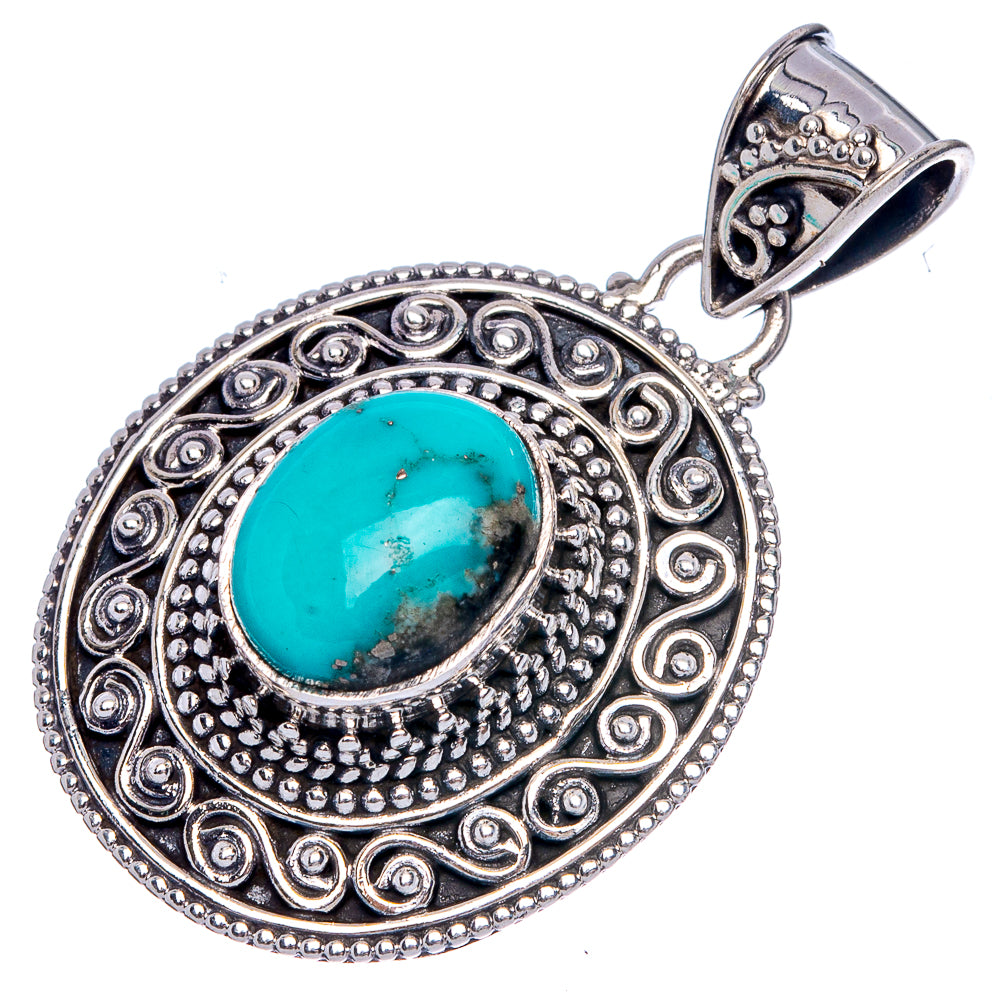 Tibetan Turquoise Pendant 1 3/8" (925 Sterling Silver) P40247