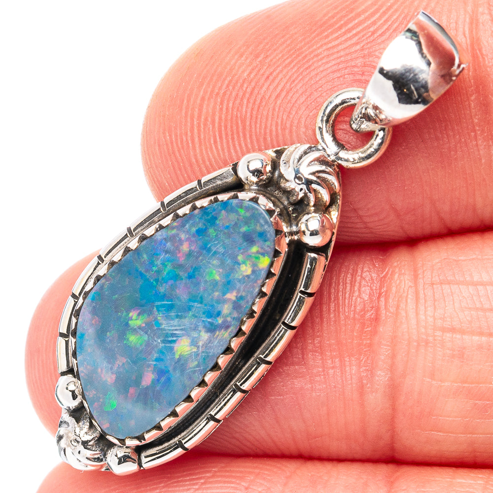 Rare Rare Doublet Opal Pendant 1 3/8" (.925 Sterling Silver)
