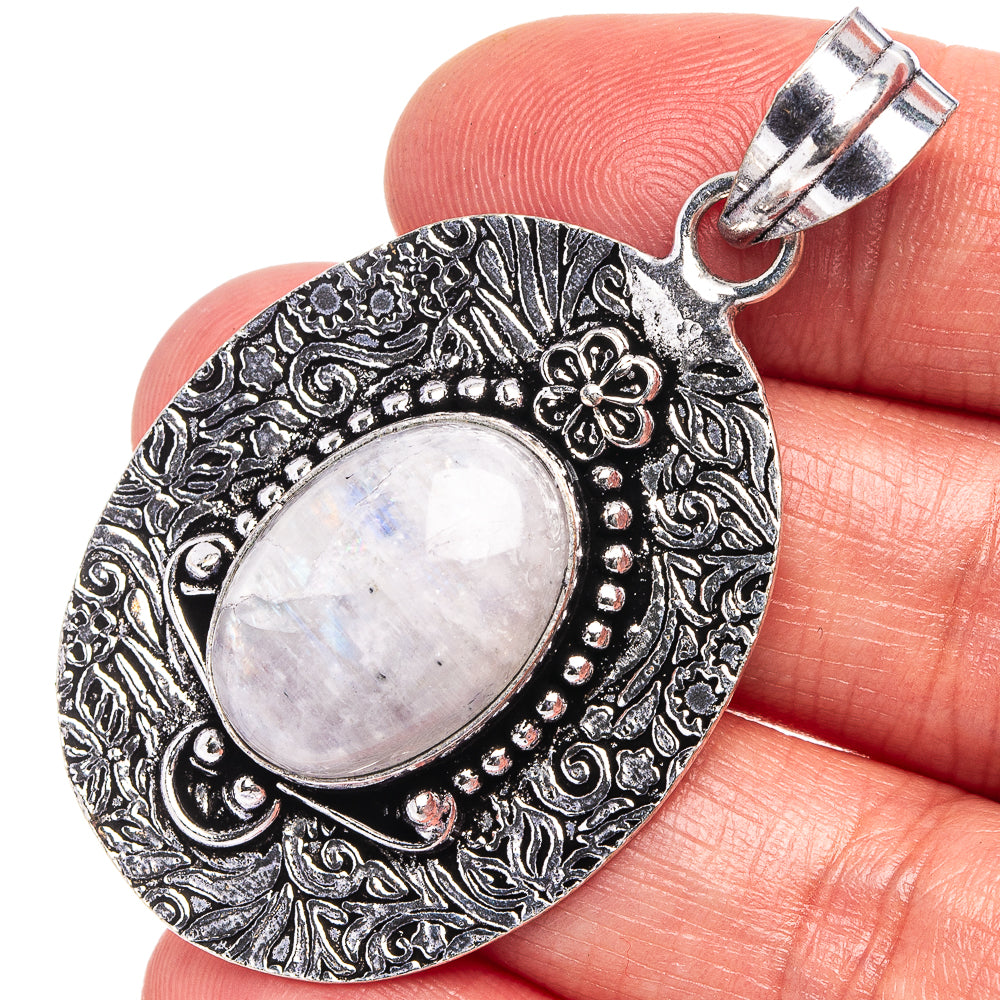 Rainbow Moonstone Pendant 2 1/8" (German Silver)