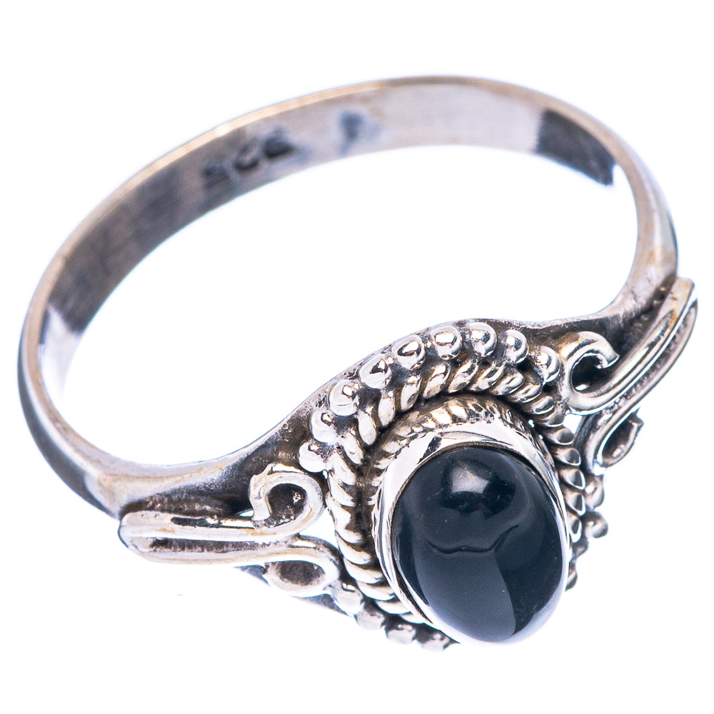 Black Onyx Dainty Ring Size 7.75 (925 Sterling Silver) R5934