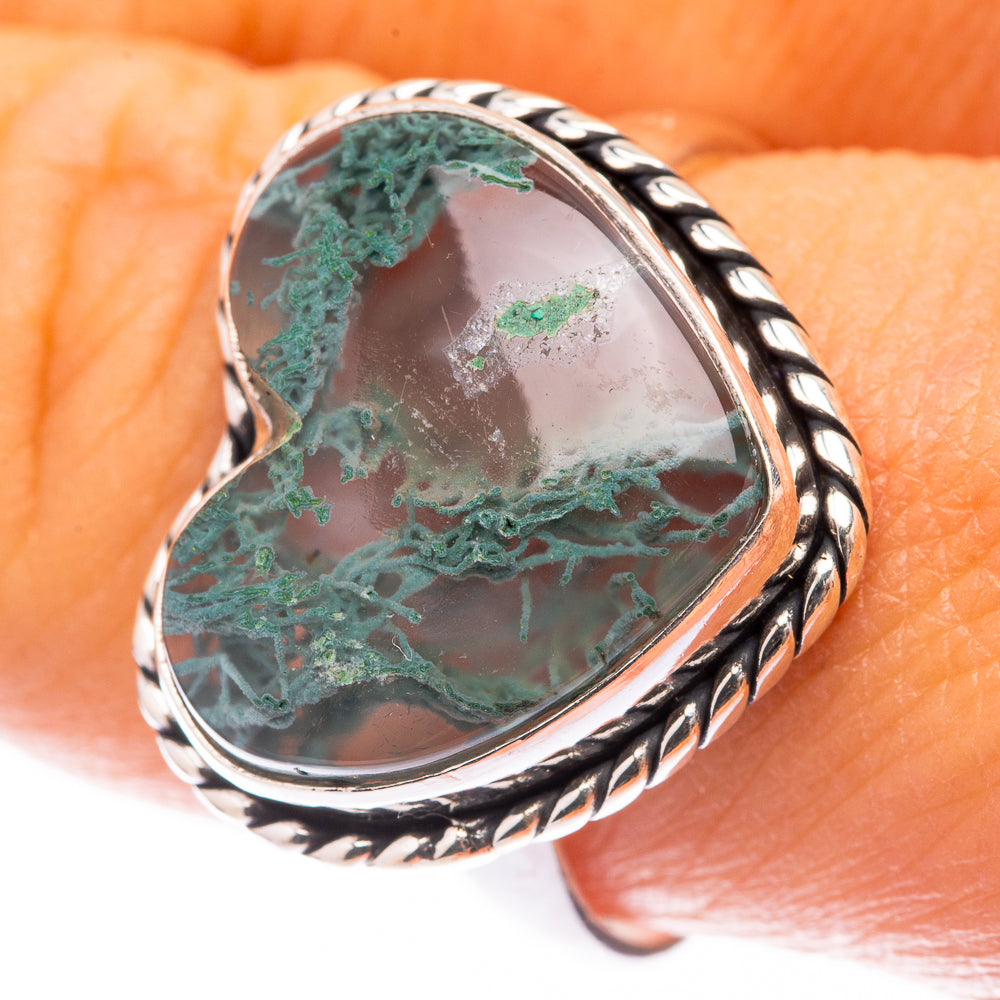 Green Moss Agate Ring Size 9.5 (925 Sterling Silver) R141511