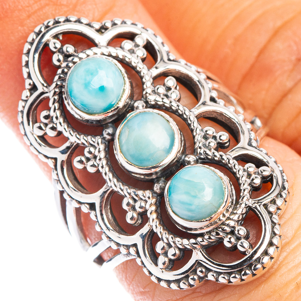 Rare Larimar Ring Size 6.75 (.925 Sterling Silver)