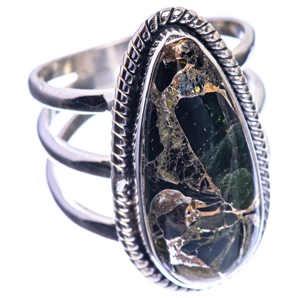 Copper Black Onyx 925 Sterling Silver Ring Size 7