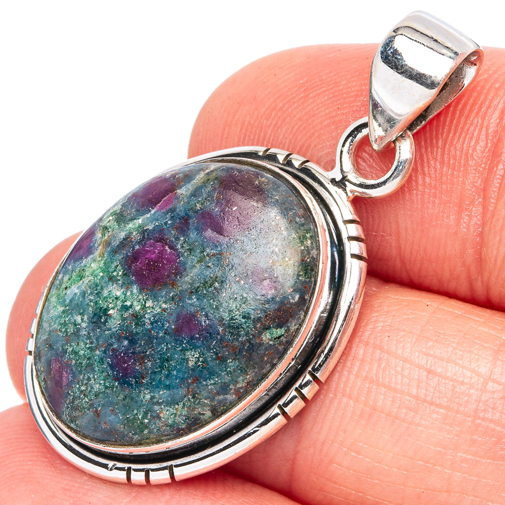 Ruby Fuchsite Pendant 1 3/8" (925 Sterling Silver) P43483
