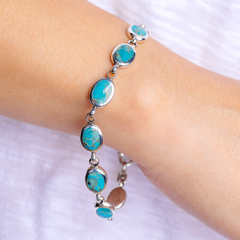 Mohave Turquoise Bracelet 7 3/4" (.925 Sterling Silver)