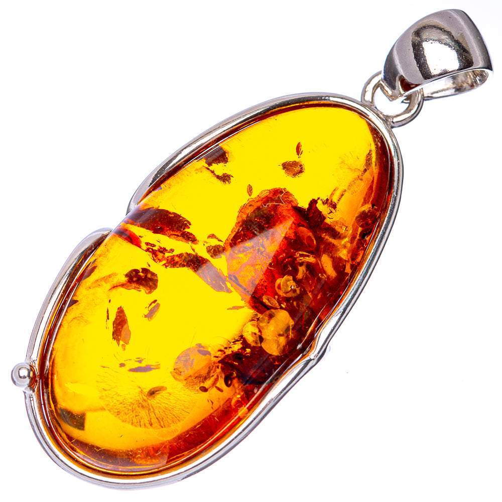 Anasilvercos Baltic Amber Pendant 2 1/8" (925 Sterlnig Silver)