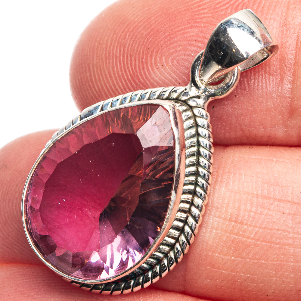 Faceted Color Change Alexandrite (Lab.) Pendant 1 1/4" (925 Sterling Silver) P39160