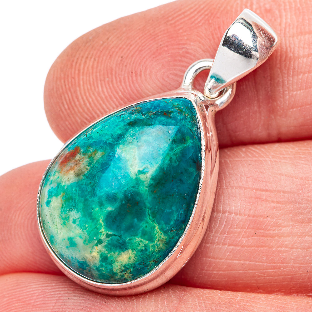 Shattuckite Chrysocolla Pendant 1 1/4" (925 Sterling Silver) P40872