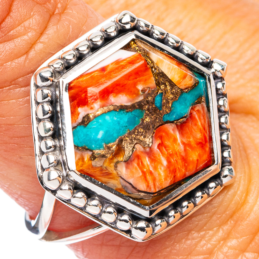 Premium Spiny Oyster Turquoise Ring Size 9 (925 Sterling Silver) R8140