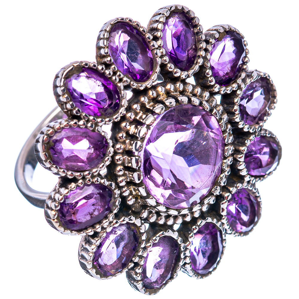 Amethyst Flower Ring Size 7 (.925 Sterling Silver)