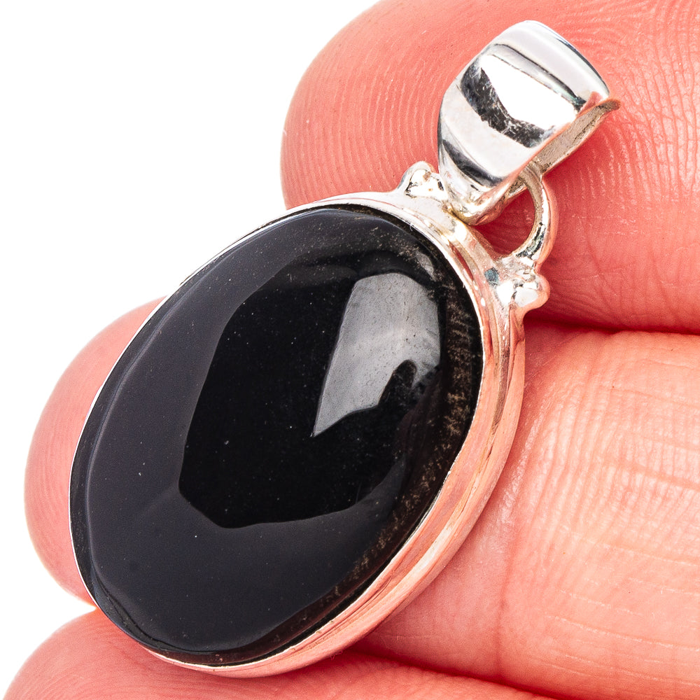 Black Onyx Pendant 1 1/4" (.925 Sterling Silver)