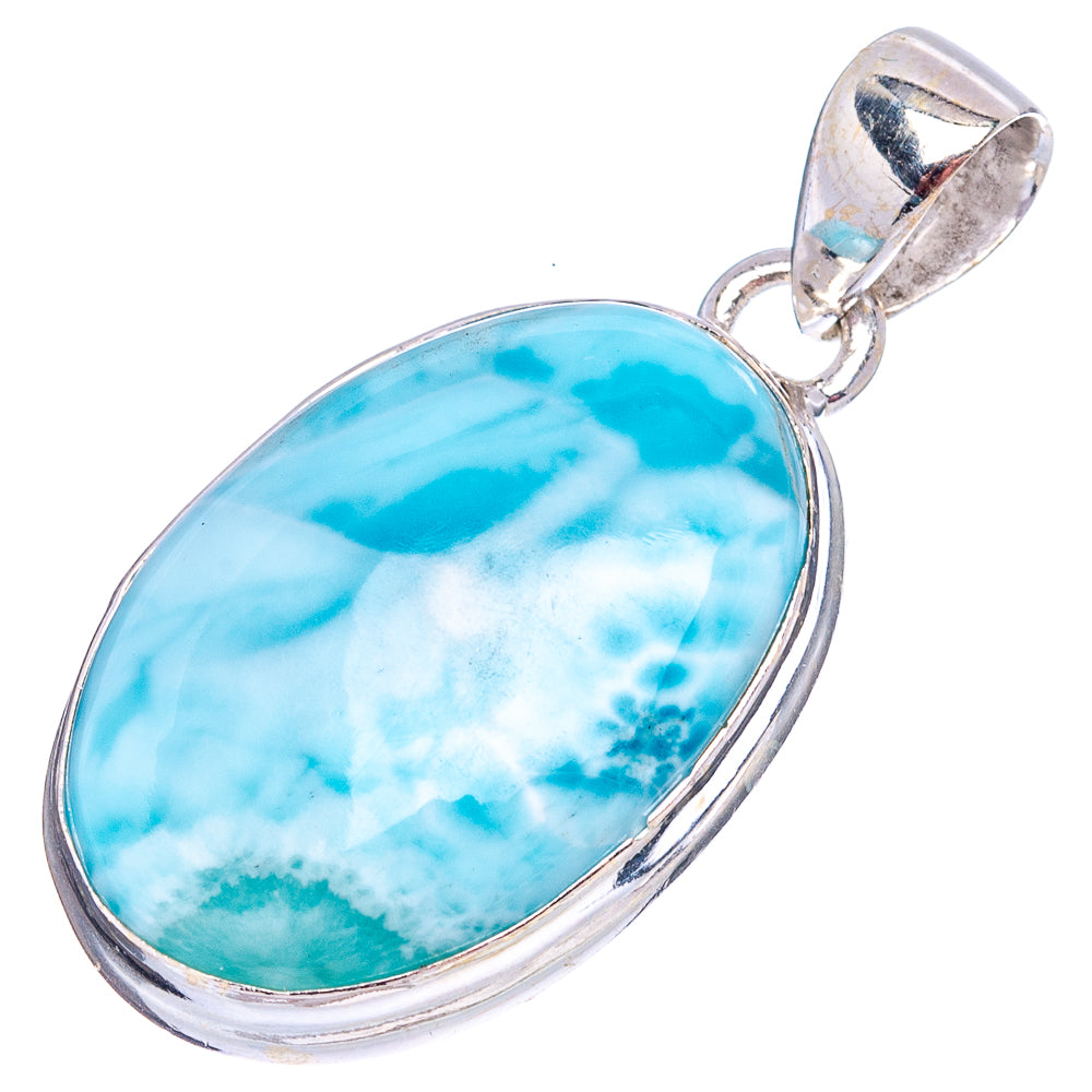 Rare Larimar Pendant 1 3/8" (.925 Sterling Silver)