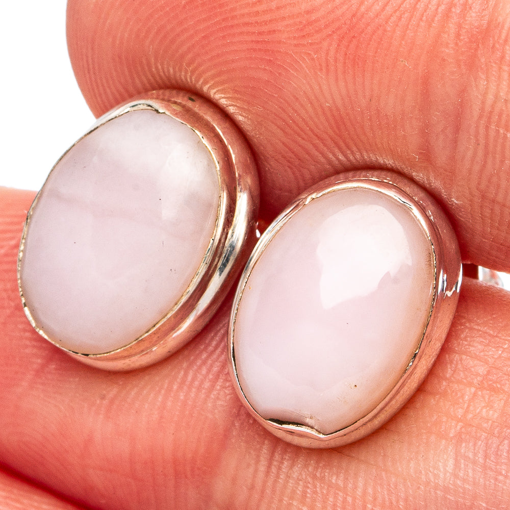 Pink Opal Earrings 1/2" (.925 Sterling Silver)