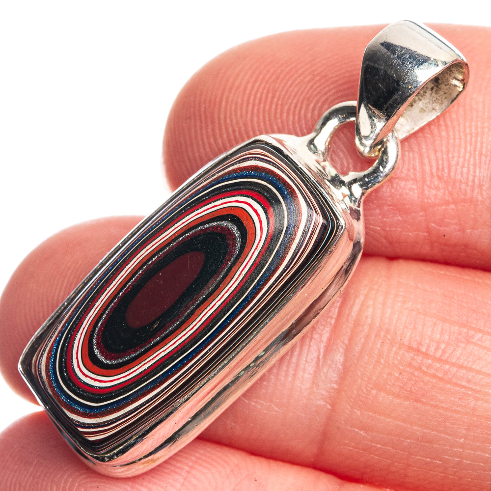 Fordite 925 Sterling Silver Pendant 1 3/8"