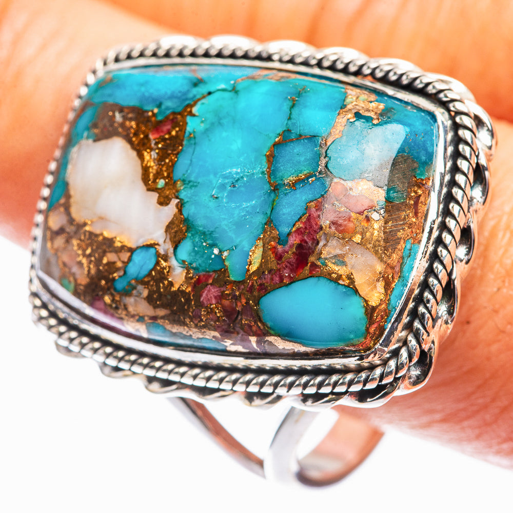 Large Blue Copper Composite Turquoise Ring Size 13 (925 Sterling Silver) R142333