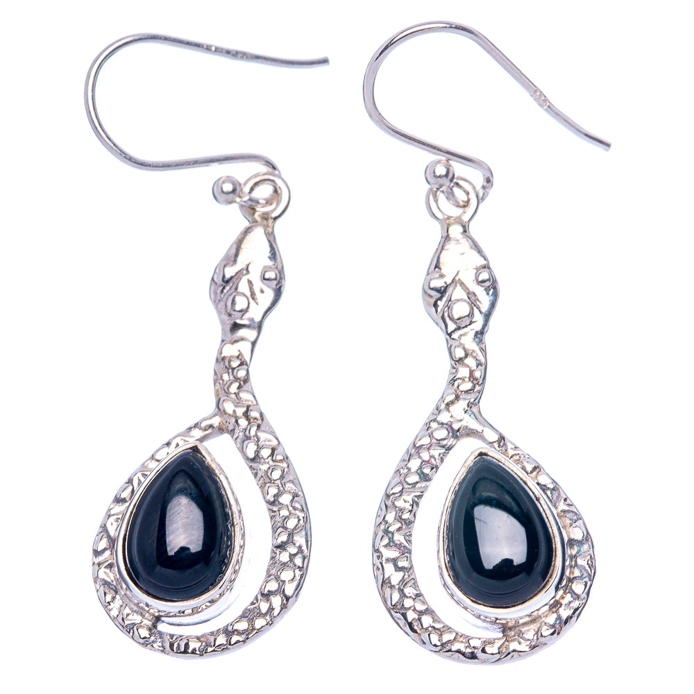 Value Black Onyx Snake Earrings 1 5/8" (925 Sterling Silver) E1315