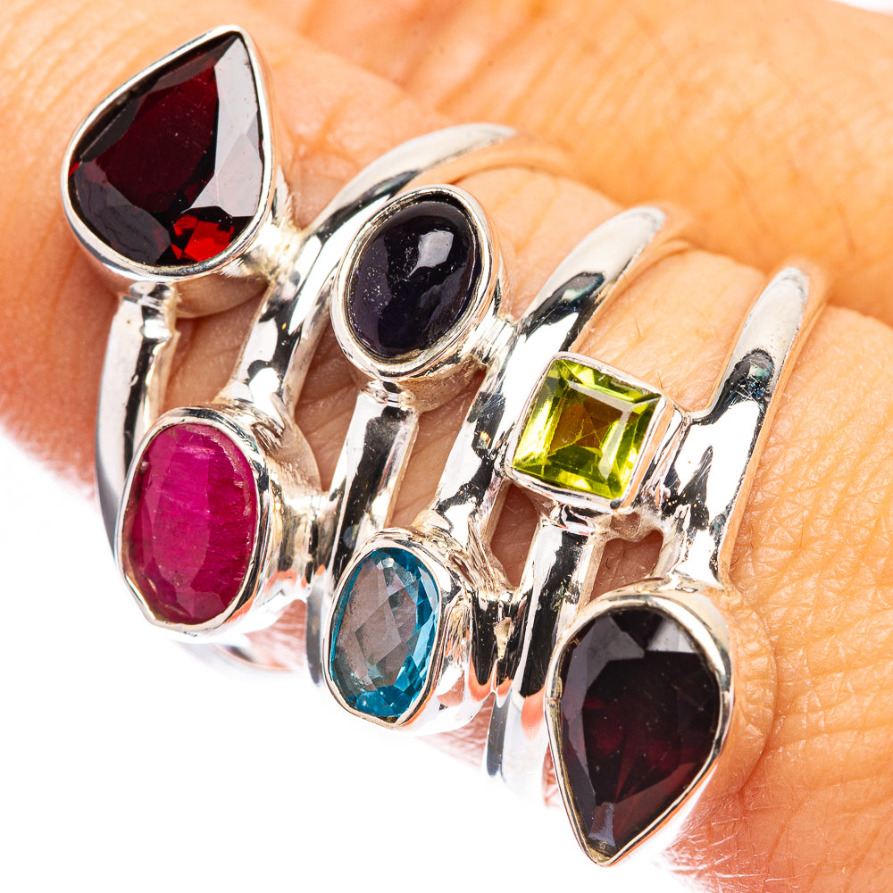 Garnet, Ruby, Peridot, Blue Topaz, Tanzanite Ring Size 9 (925 Sterling Silver) R142706