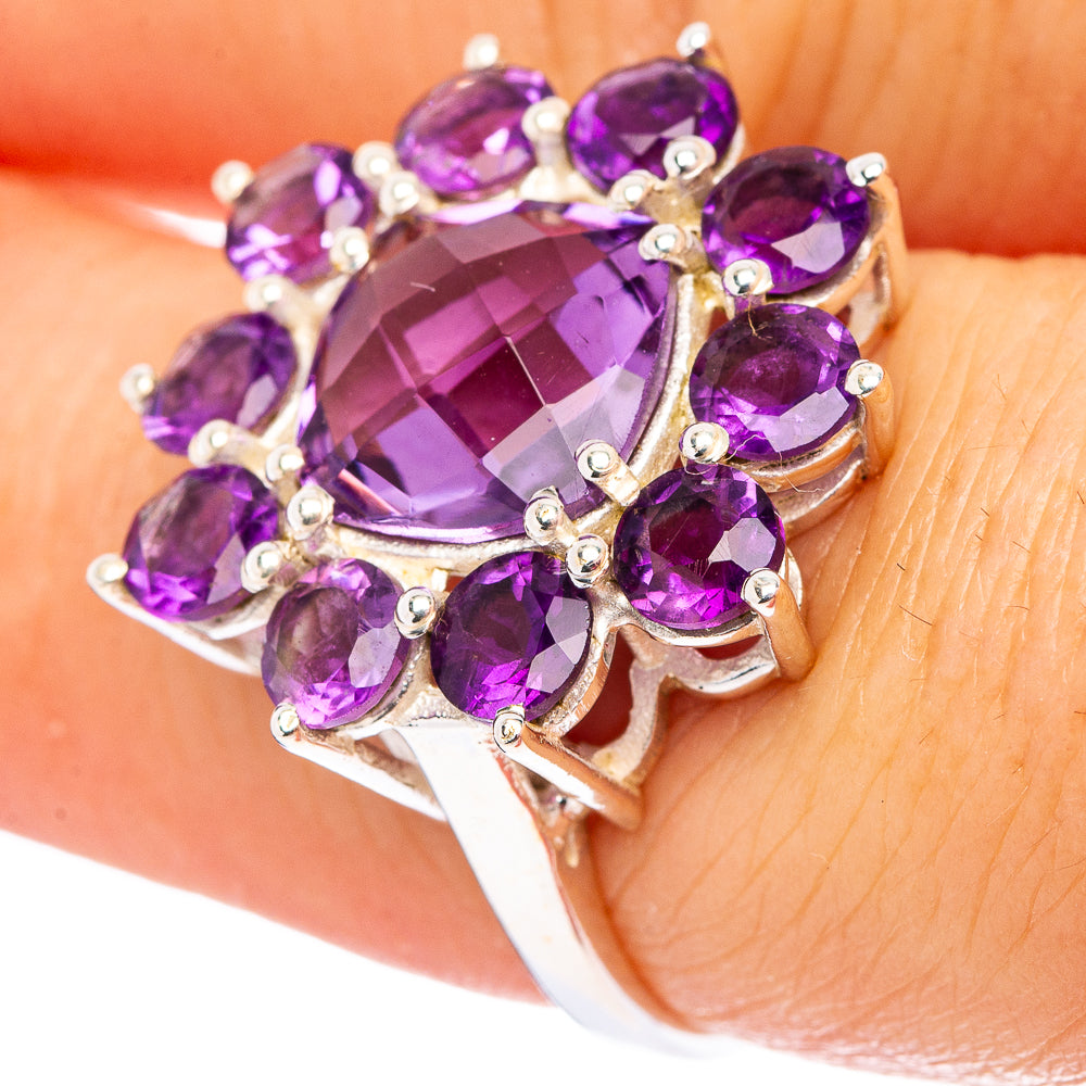 Amethyst Flower Ring Size 7 (.925 Sterling Silver)
