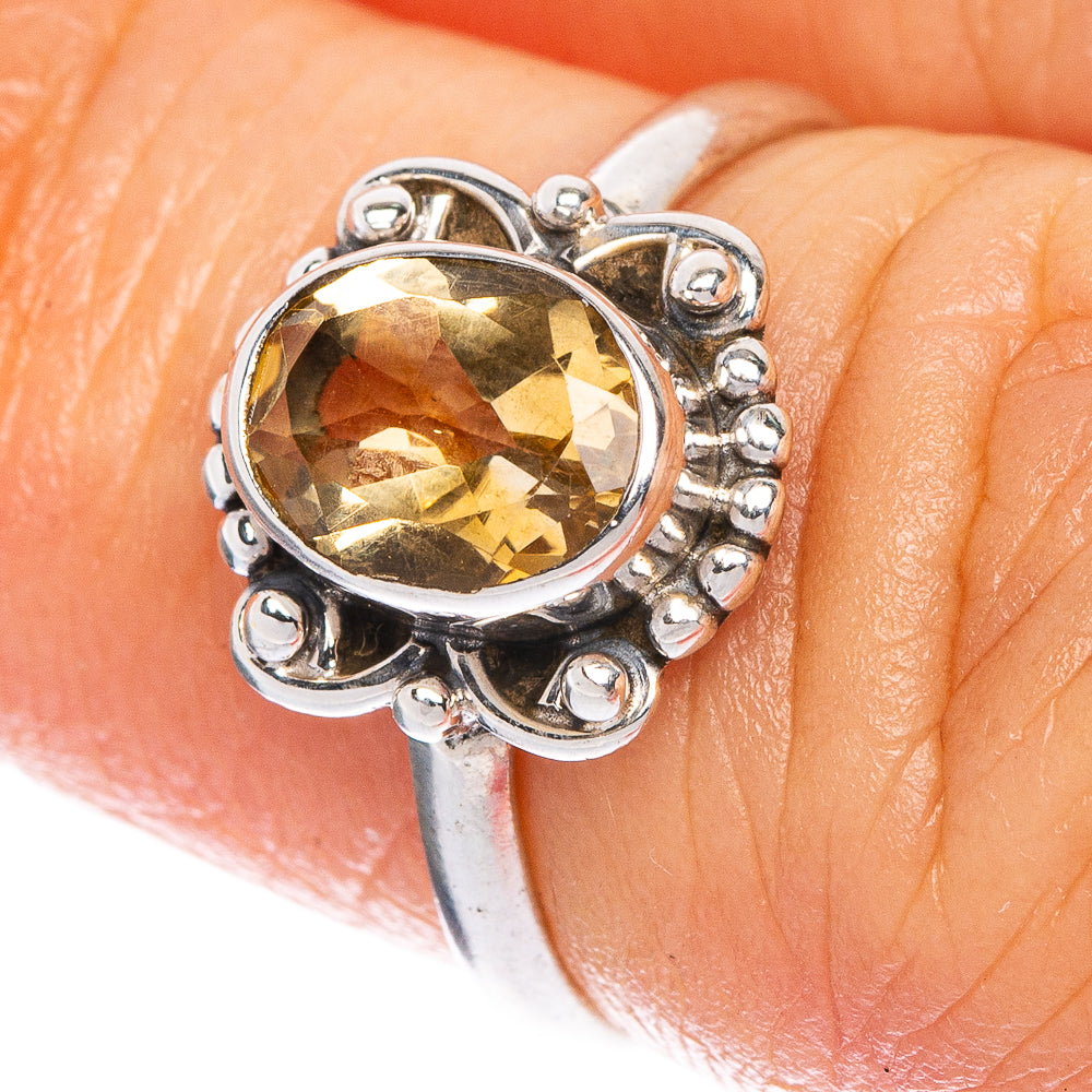 Faceted Citrine Dainty Ring Size 5 (925 Sterling Silver) R1017