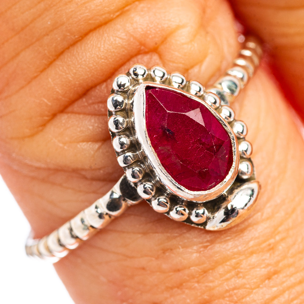 Dainty Red Sillimanite Ring Size 10 (.925 Sterling Silver)