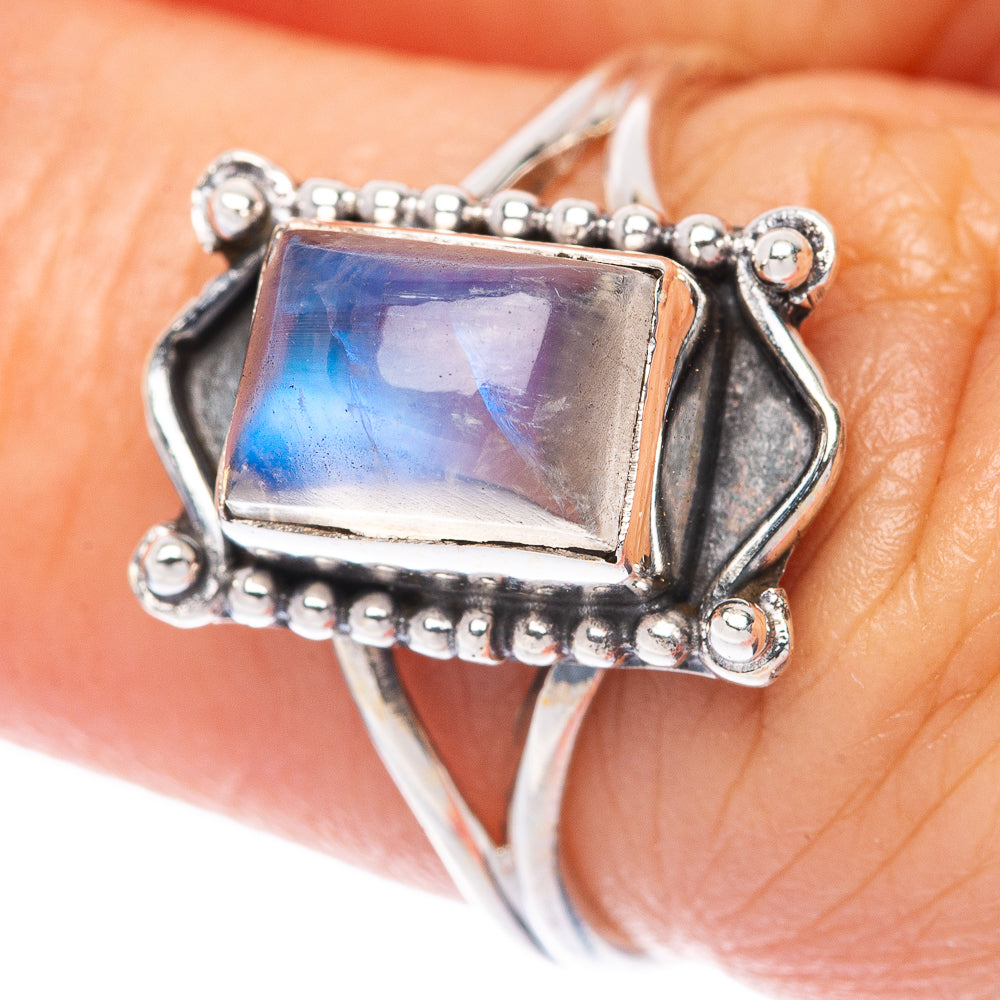 Rainbow Moonstone Dainty Ring Size 7 (925 Sterling Silver) R145878
