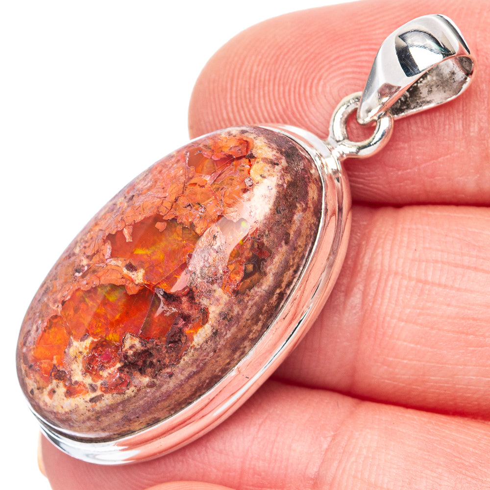 Rare Mexican Fire Opal Pendant 1 5/8" (925 Sterling Silver) P41971