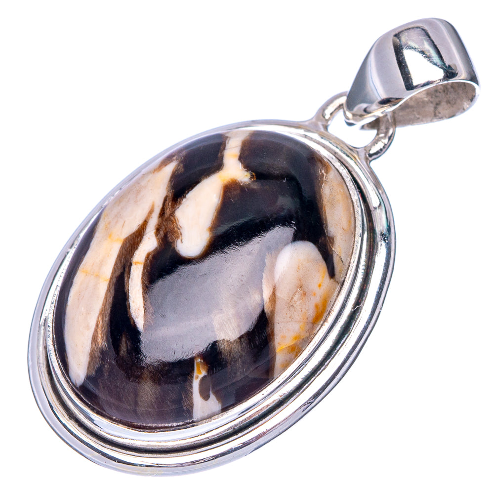Peanut Wood Jasper Pendant 1 3/8" (925 Sterling Silver) P40947
