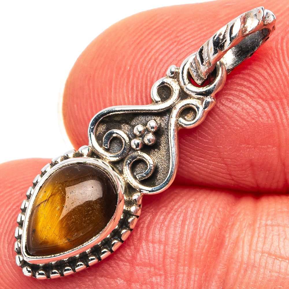 Tiger's Eye Dainty Pendant 1 1/8" (.925 Sterling Silver)