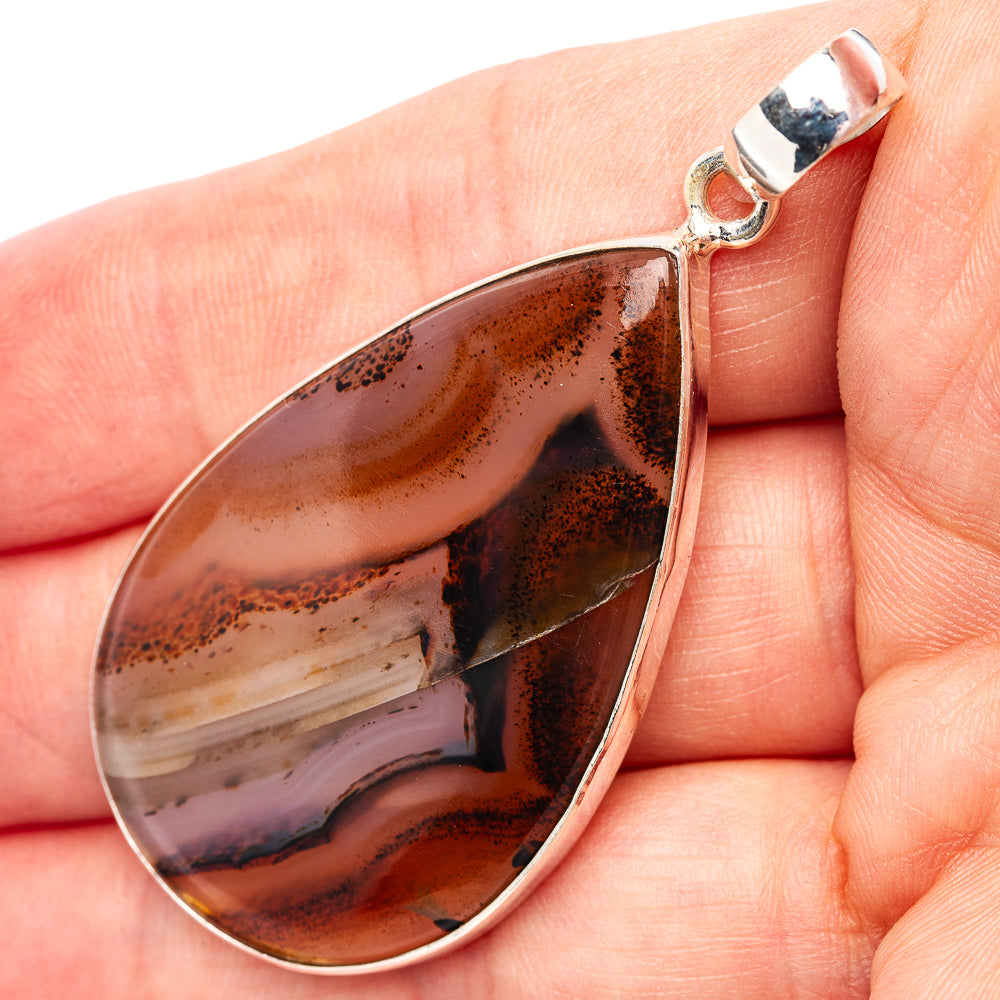 Montana Agate Pendant 2 1/4" (.925 Sterling Silver)