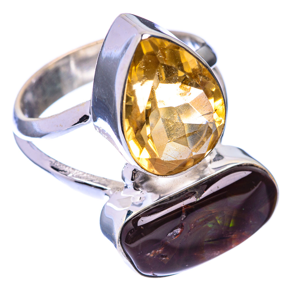 Mexican Fire Agate, Citrine Ring Size 7.25 (925 Sterling Silver) R141353