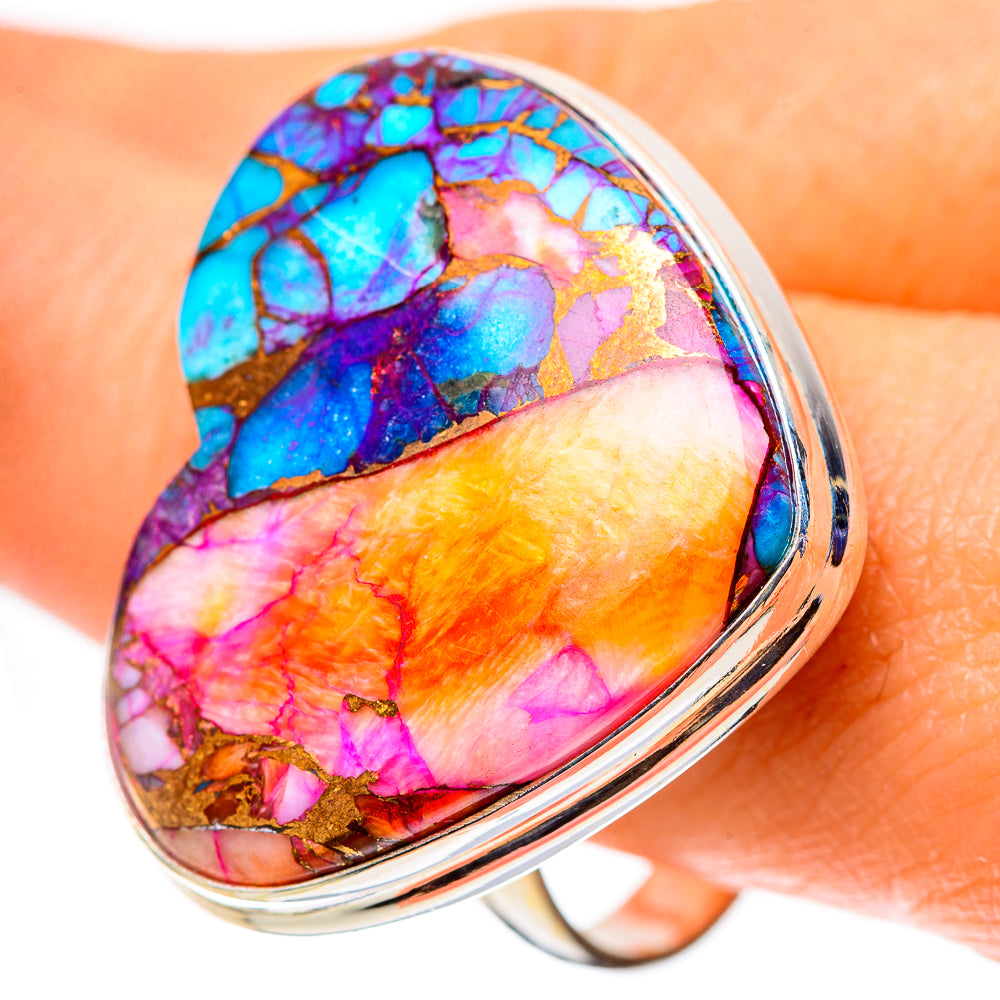 Large Kingman Pink Dahlia Turquoise 925 Sterling Silver Ring Size 11 (925 Sterling Silver) RING139641