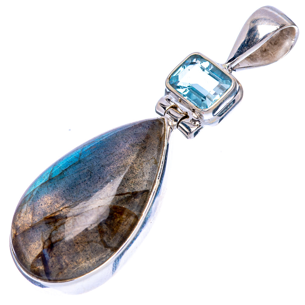 Labradorite, Blue Topaz Pendant 1 7/8" (925 Sterling Silver) P40609