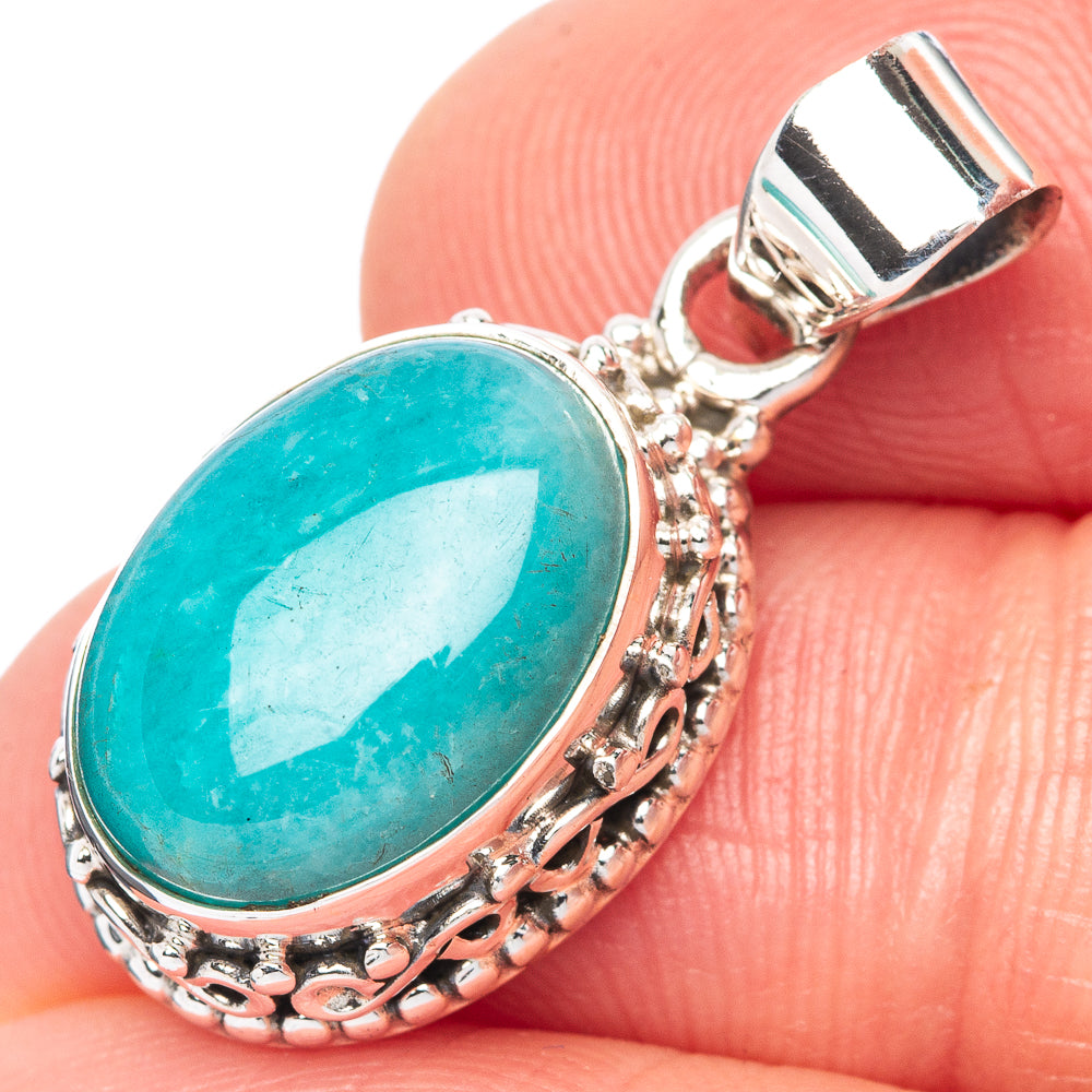 Amazonite Pendant 1 1/8" (925 Sterling Silver) P42826