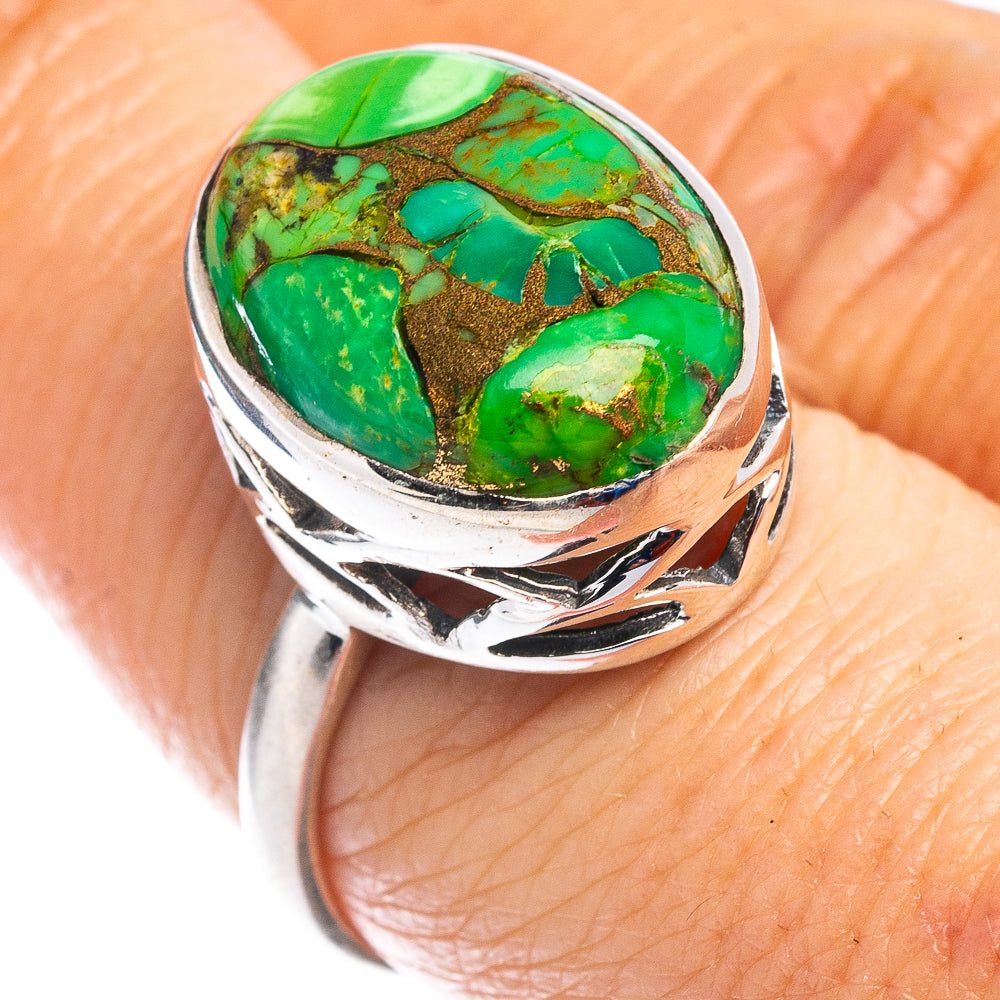 Green Copper Turquoise Ring Size 7.75 (.925 Sterling Silver)