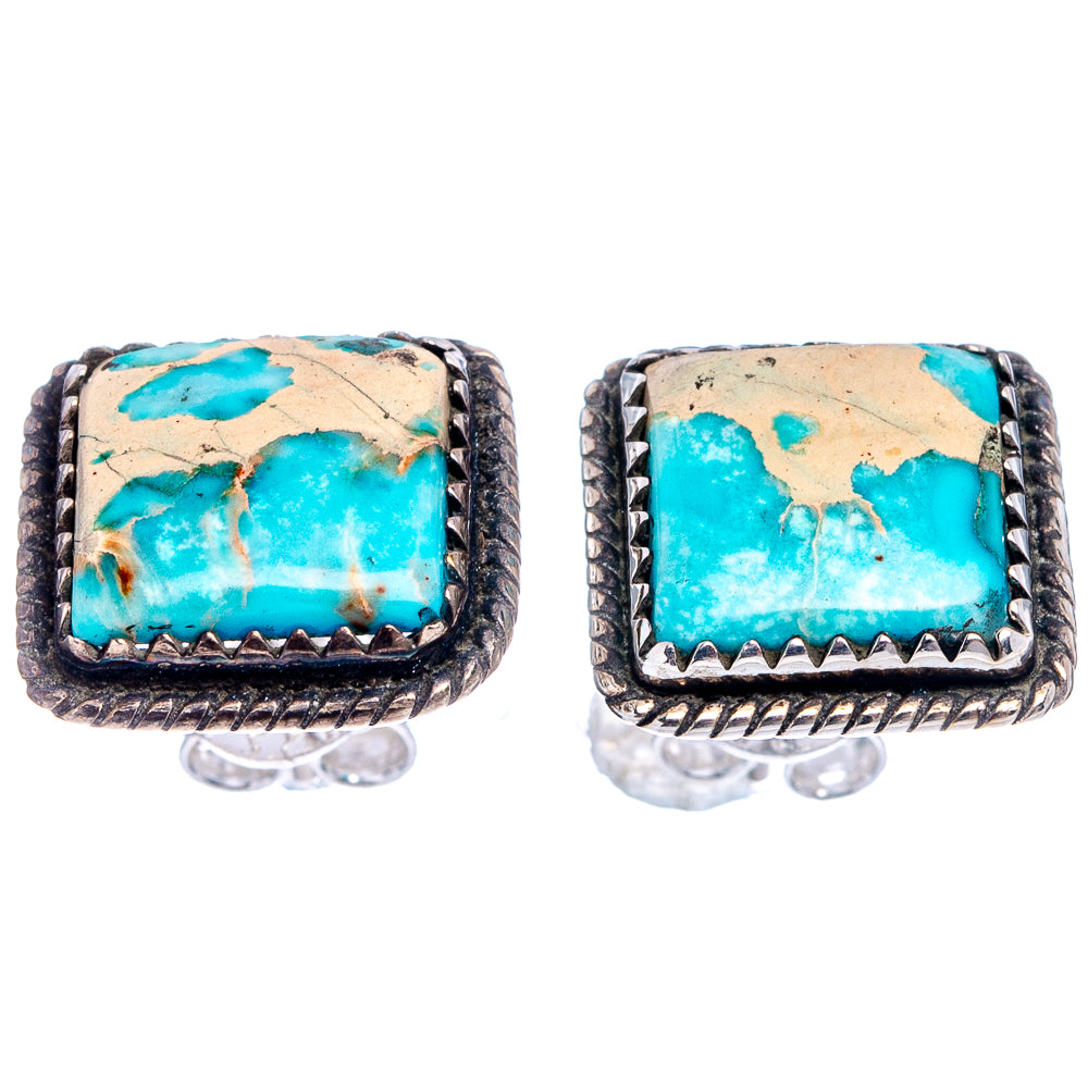 Blue Imperial Jasper Earrings 1/2" (.925 Sterling Silver)