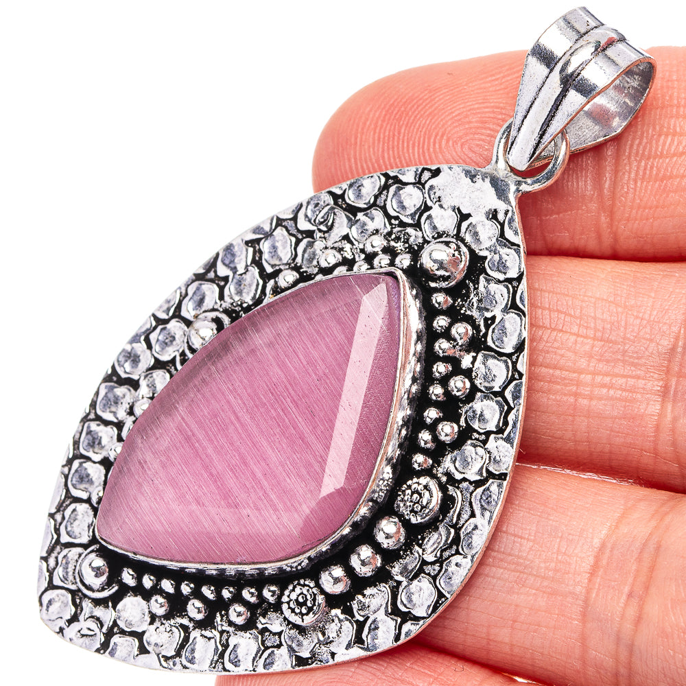 Pink Onyx Pendant 2 3/8" (German Silver)